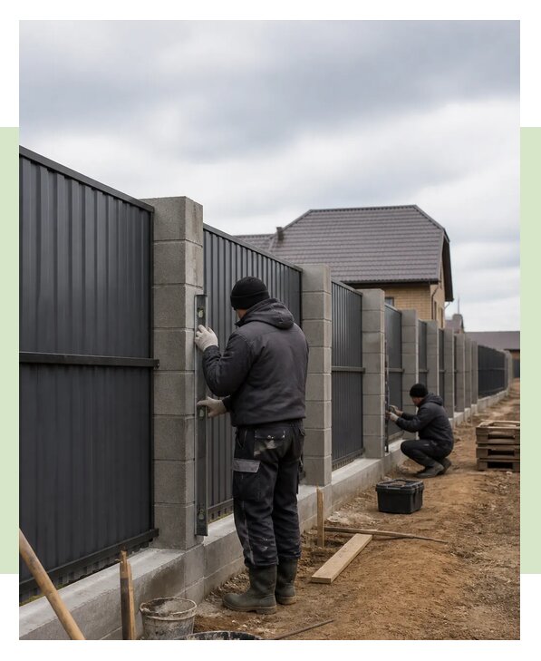 Монтаж заборов под ключ с установкой и доставкой в Железногорске